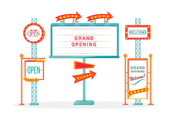 Download Grand Opening Vintage Vector Ads Board - Vintage Collection
