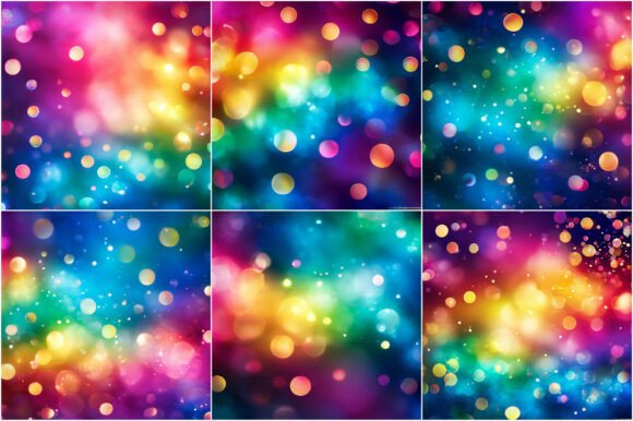 Download Rainbow Bokeh Background Digital Papers - Rainbow Collection