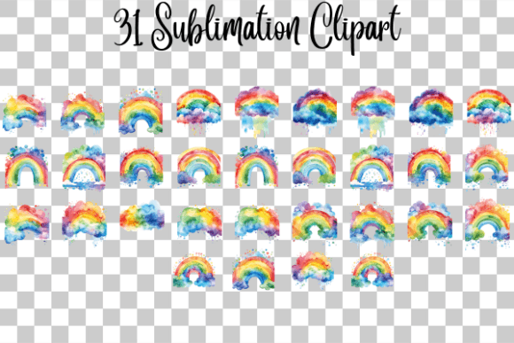 Download Cute Colorful Rainbow Watercolor Clipart - Rainbow Collection