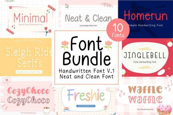 Download Neat &amp; Clean Handwritten Font Bundle V.1 - Handwritten font Collection