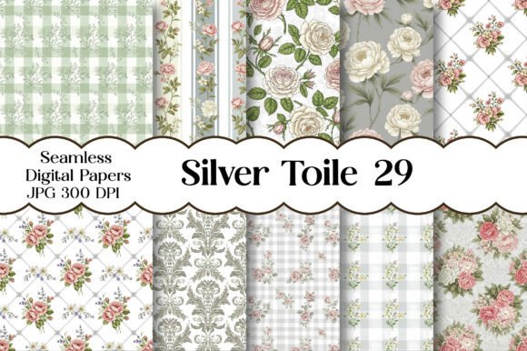 Download Silver Toile Digital Paper Pack, Vintage - Vintage Collection