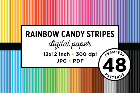 Download Rainbow Candy Stripes Seamless Patterns - Rainbow Collection